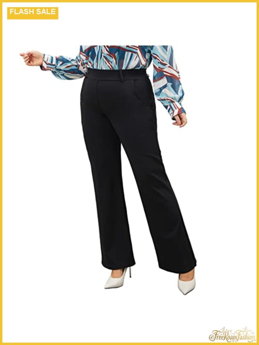 Plus Size Wide-Leg Dress Pants High Waisted Capri Yoga Pants Work Office